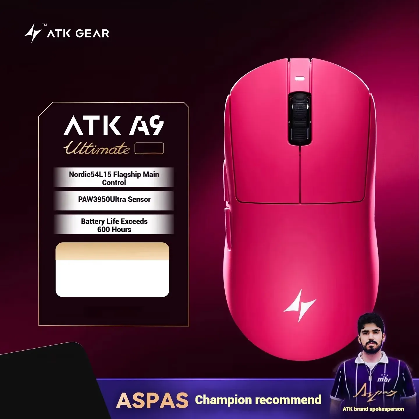 ATK A9 Souris de jeu ultra-légère sans fil tri-mode 8K, compatible A9/A9 SE/A9 Plus/A9 Pro, 53 g, idéale pour l'e-sport sur PC 23