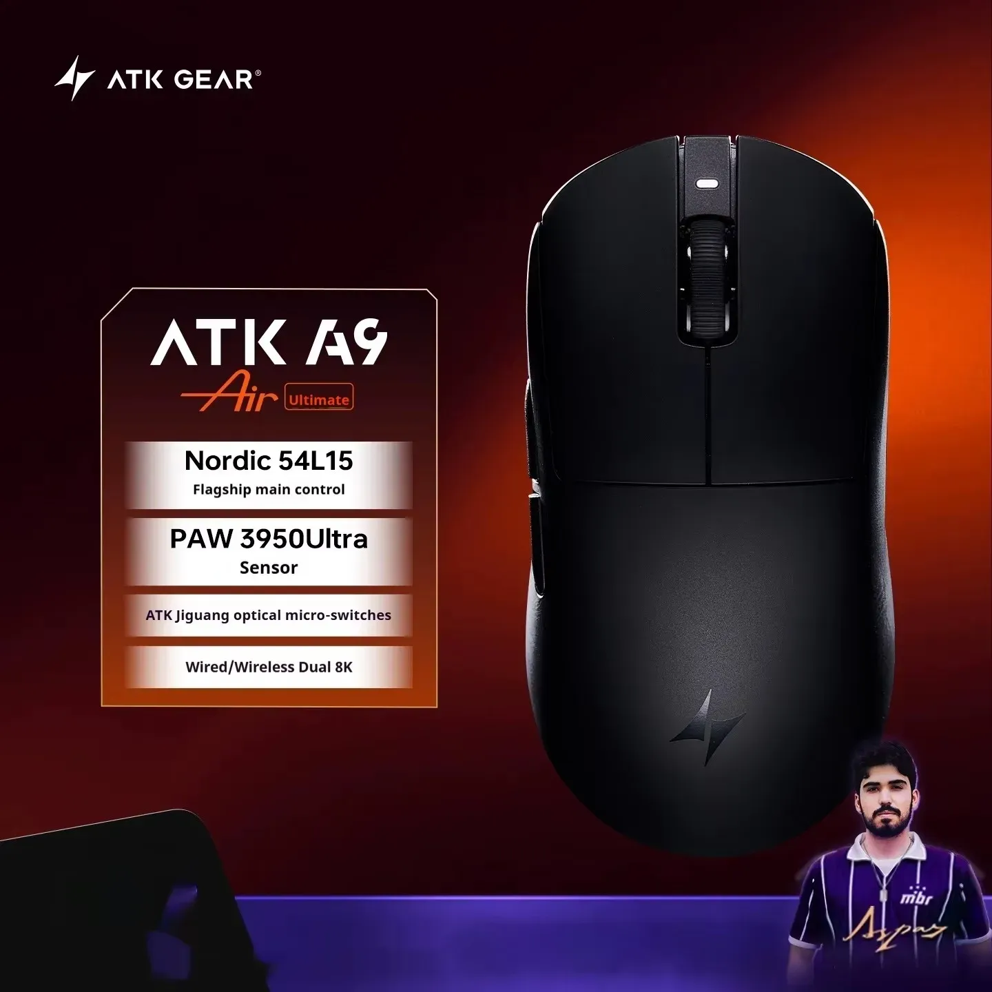 ATK A9 Souris de jeu ultra-légère sans fil tri-mode 8K, compatible A9/A9 SE/A9 Plus/A9 Pro, 53 g, idéale pour l'e-sport sur PC 30