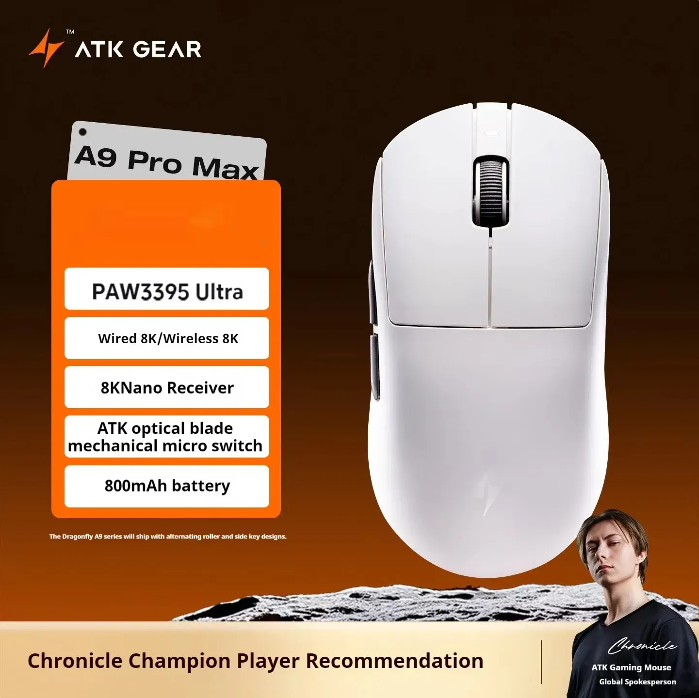ATK A9 Souris de jeu ultra-légère sans fil tri-mode 8K, compatible A9/A9 SE/A9 Plus/A9 Pro, 53 g, idéale pour l'e-sport sur PC 12