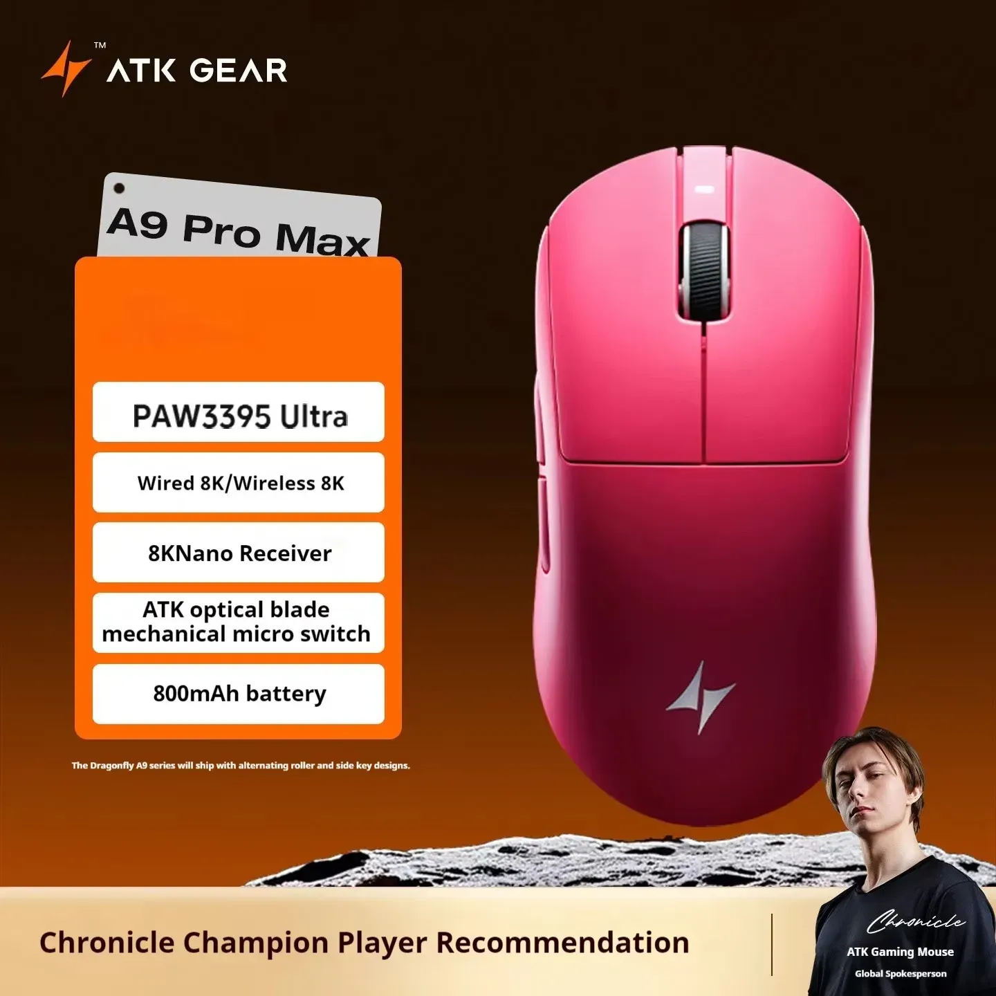 ATK A9 Souris de jeu ultra-légère sans fil tri-mode 8K, compatible A9/A9 SE/A9 Plus/A9 Pro, 53 g, idéale pour l'e-sport sur PC 17