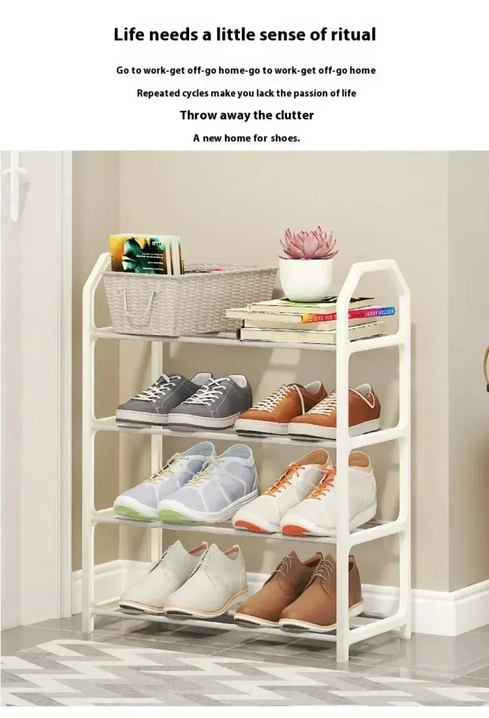 Étagère à chaussures trapézoïdale Simple, finitions