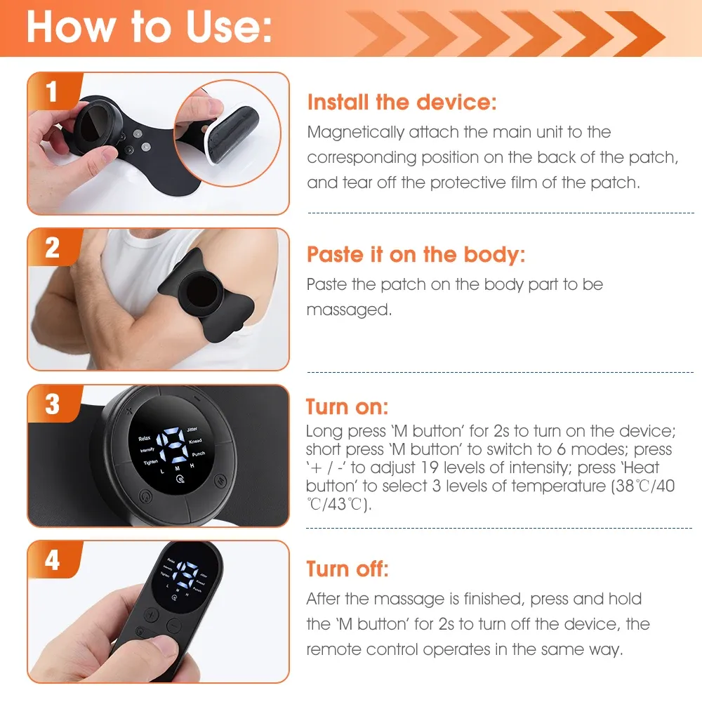 Patch de massage intelligent, détail des modes