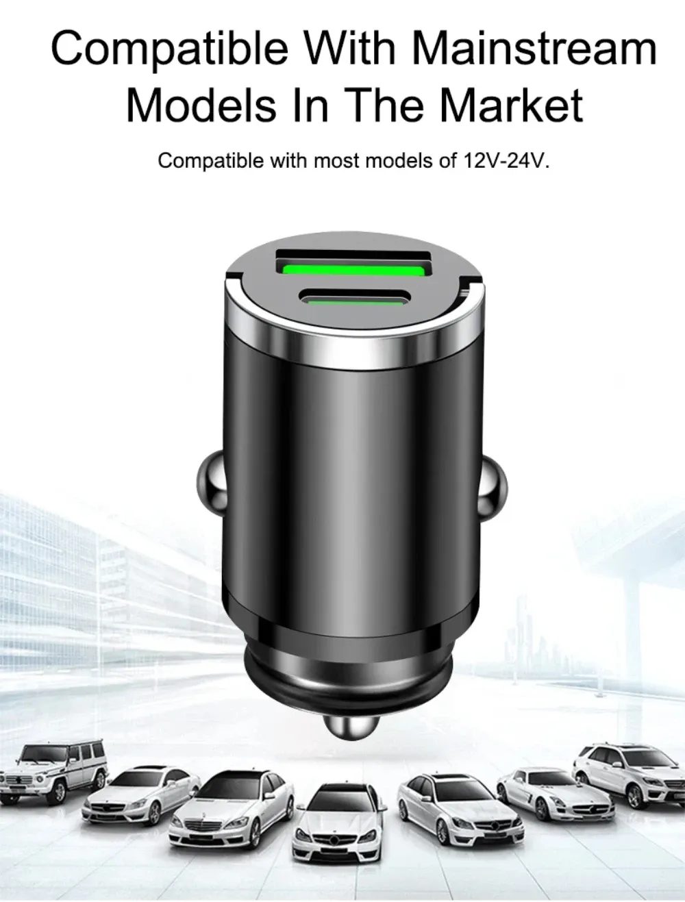 Chargeur de voiture compact 200 W, détail du connecteur