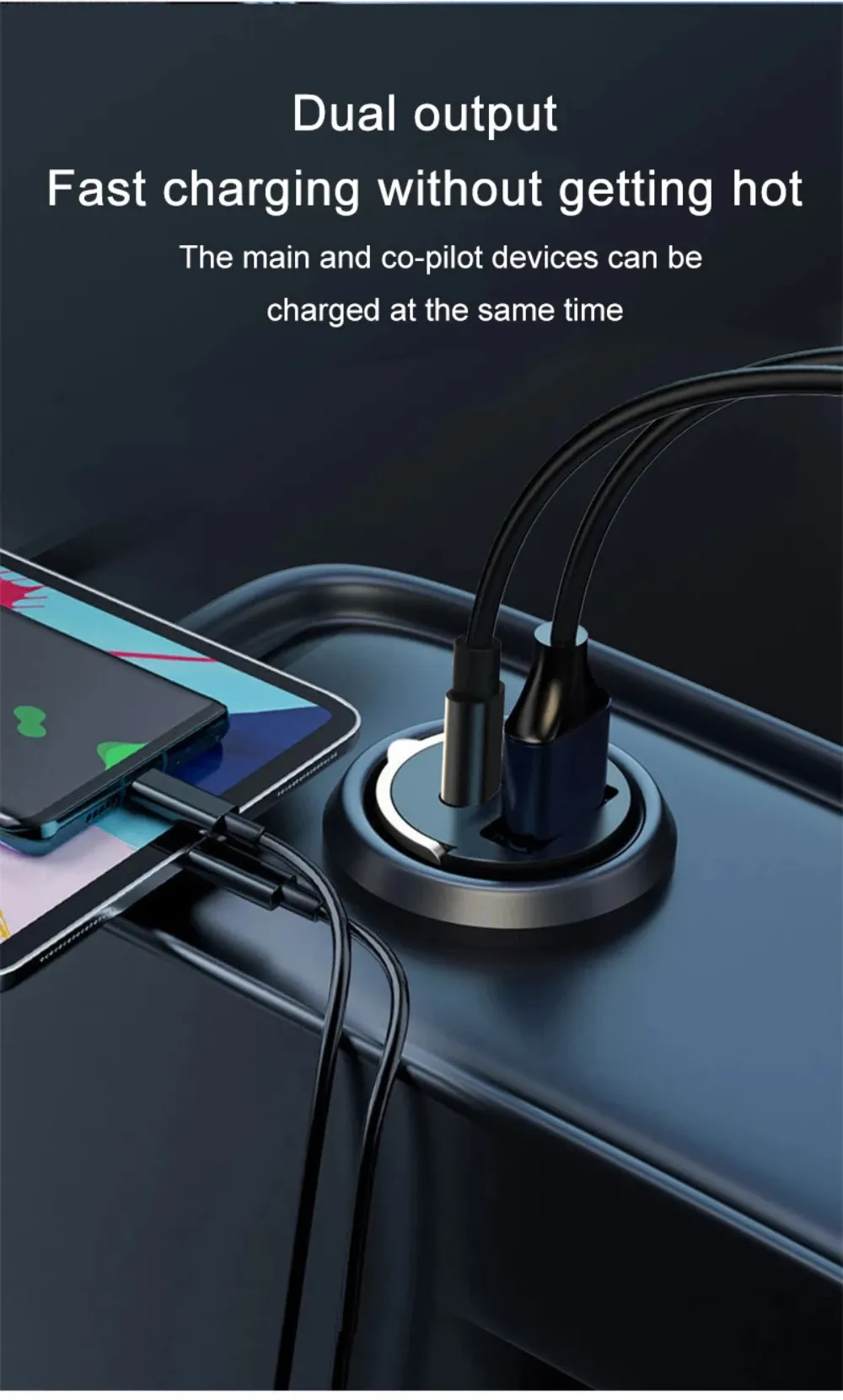 Chargeur de voiture compact 200 W, design aluminium