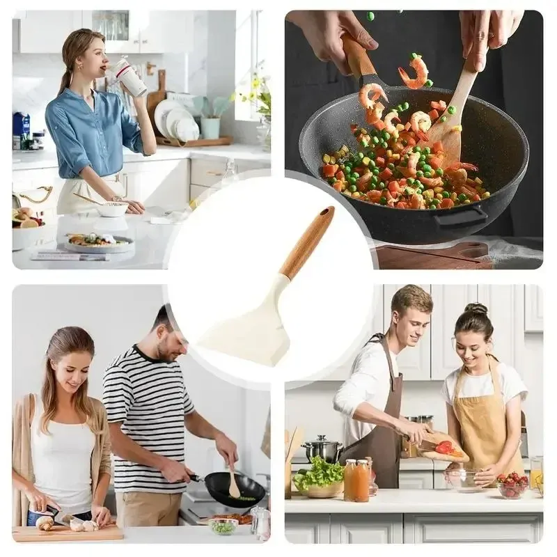 Spatule en silicone antiadhésive, grattoir et pelle à pizza de cuisine 5
