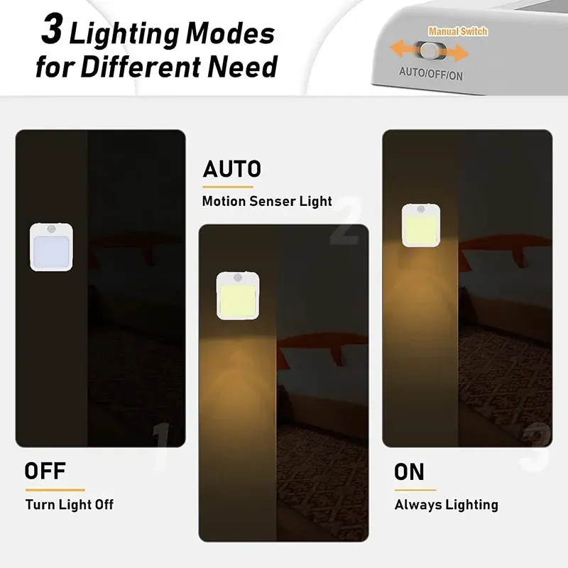 Veilleuse LED sans fil à détecteur de mouvement pour enfants, avec prise UE 4
