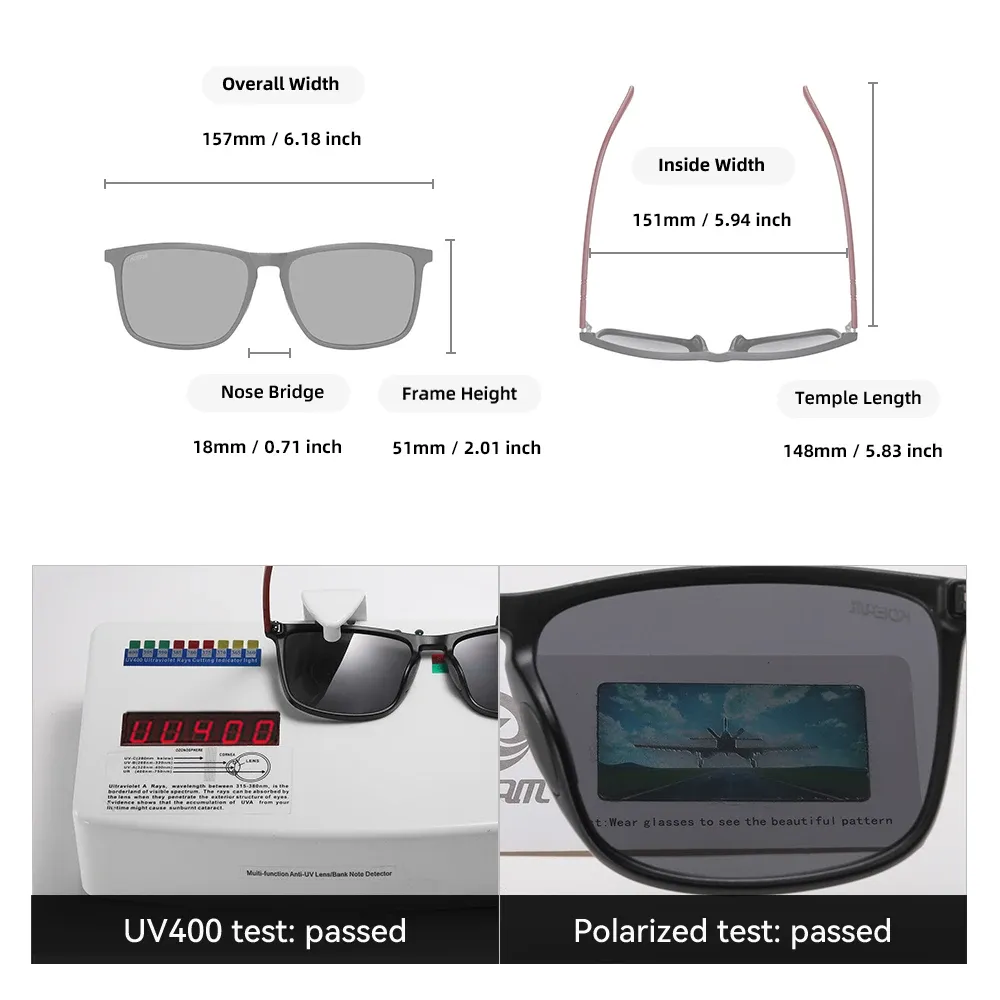 Lunettes de soleil polarisées KDEAM XL pour hommes, photochromiques, idéales pour la conduite et les grands visages 3
