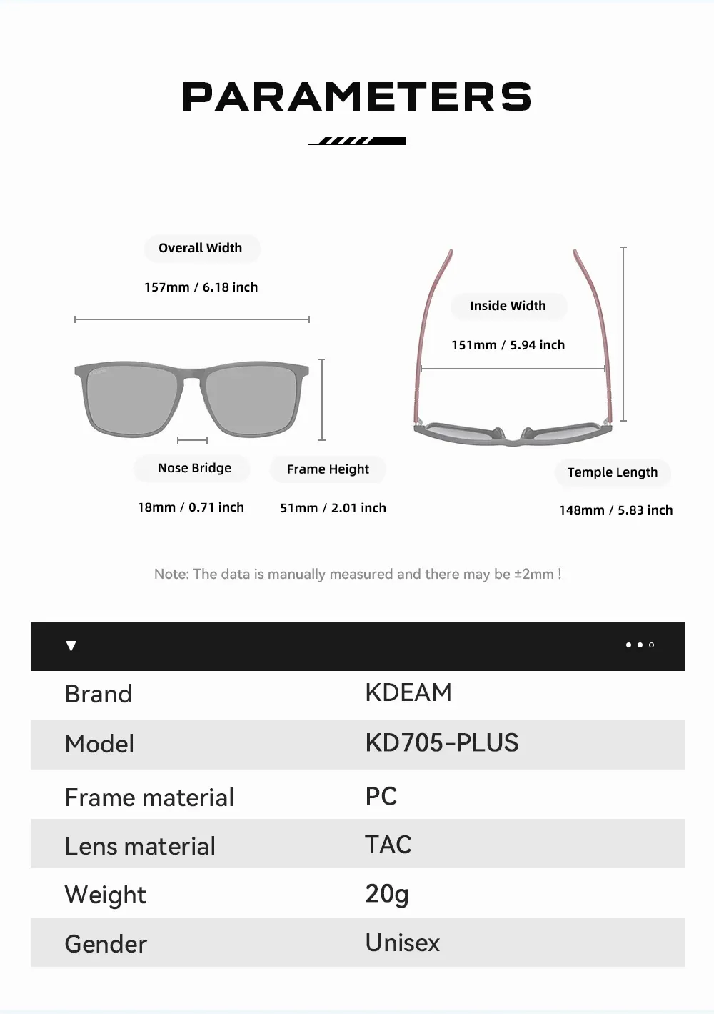 Lunettes de soleil XL, vue détaillée