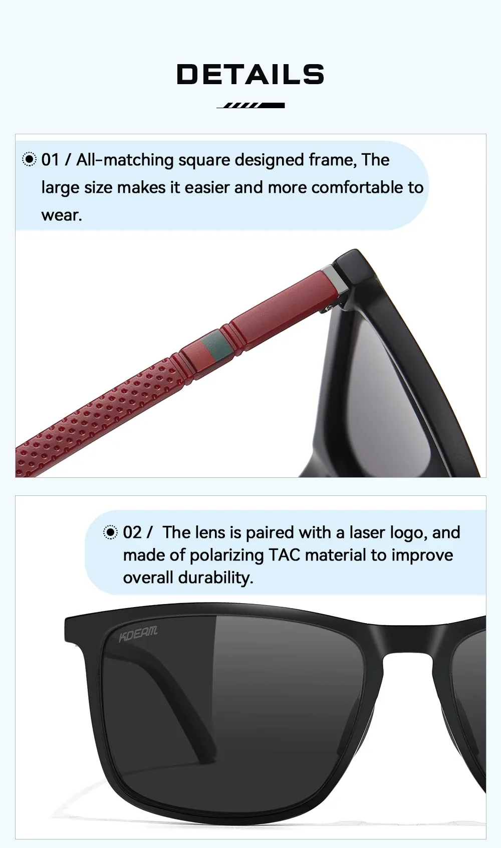 Lunettes de soleil XL, vue complète