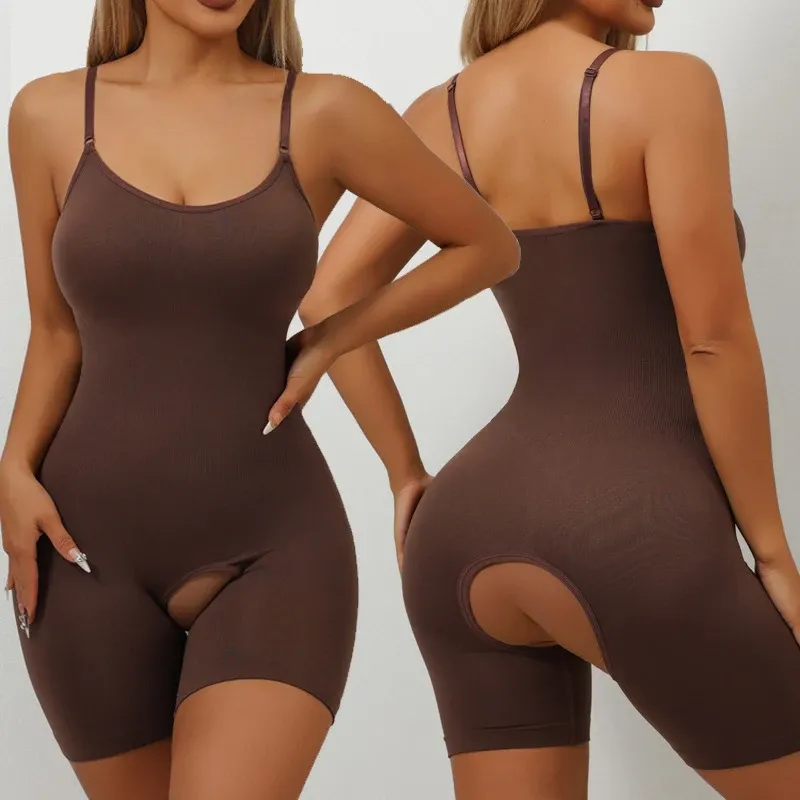 Body sculptant sans couture pour femme, gainage intégral avec effet ventre plat, entrejambe ouvert 7
