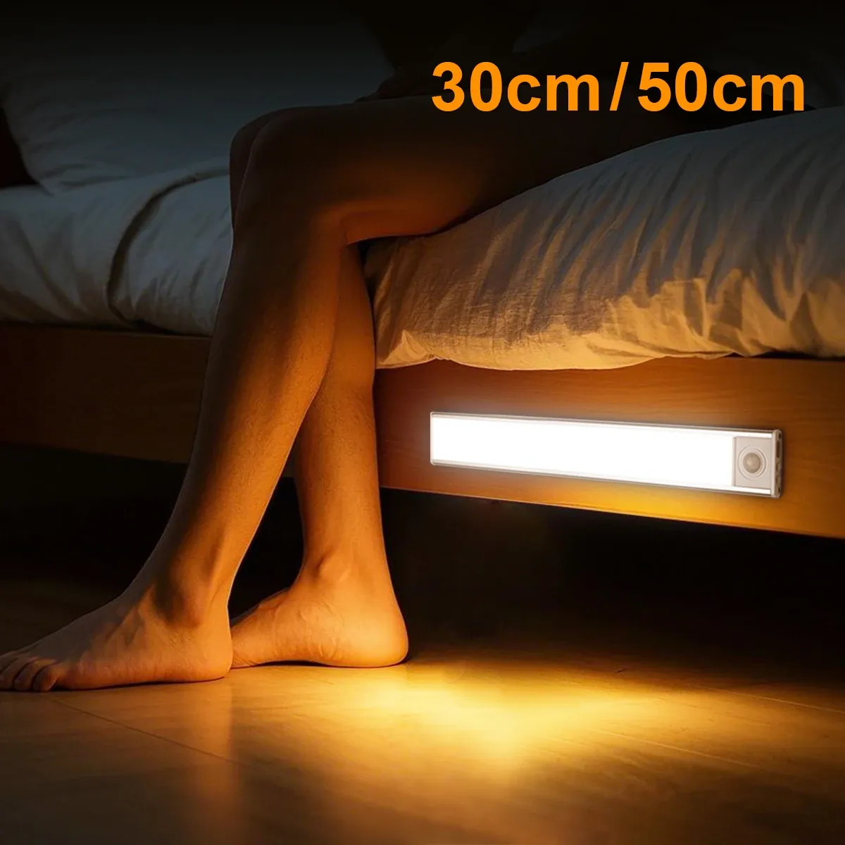 Barre lumineuse LED rechargeable par USB, batterie haute capacité, capteur de mouvement en aluminium, bande magnétique pour escaliers, placard, veilleuse 5