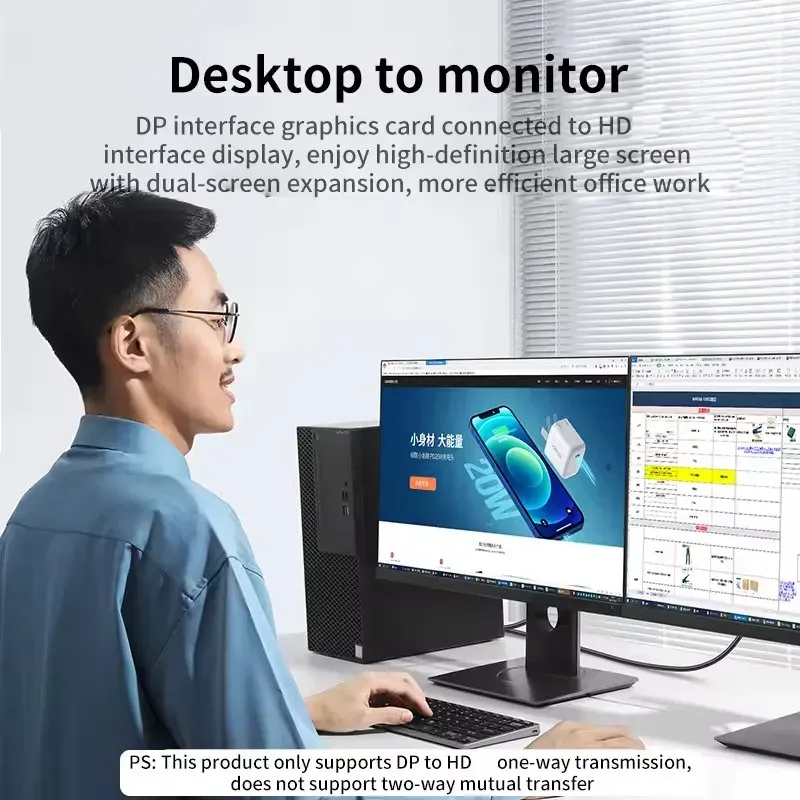Câble adaptateur 4K DisplayPort vers HDMI, câble convertisseur DP vers HDMI pour PC, moniteur, TV et projecteur 2