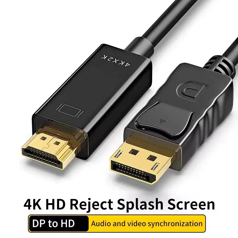 Câble adaptateur 4K DisplayPort vers HDMI, câble convertisseur DP vers HDMI pour PC, moniteur, TV et projecteur 5