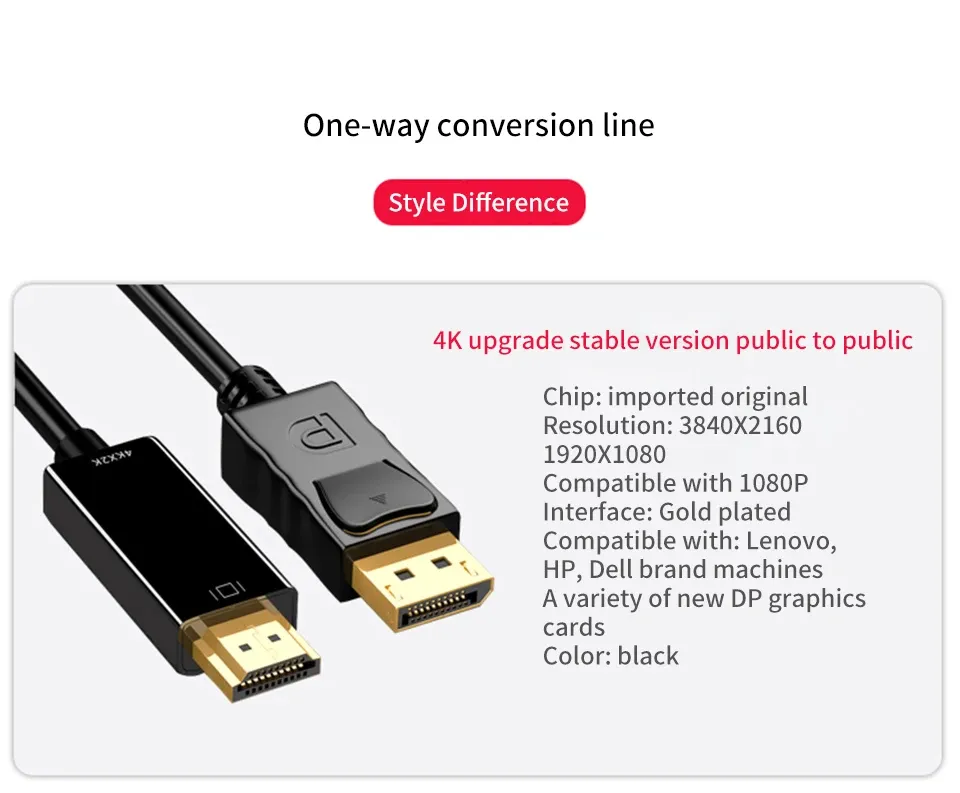Câble adaptateur DisplayPort vers HDMI, détail 13