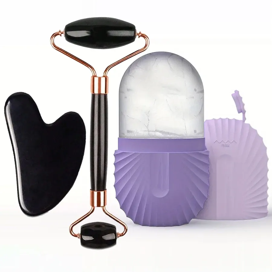 1/2/3 pièces rouleau de glace pour le visage, ensemble d'outils de soin de la peau, rouleau de massage du visage et Gua Sha pour un effet liftant 18