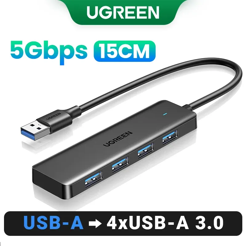 Hub USB 3.0 UGREEN 4 ports USB-A, répartiteur fin, extenseur USB pour souris, clavier, clé USB, disque U, imprimante et ordinateur portable, compatible PS5 et Xbox 8