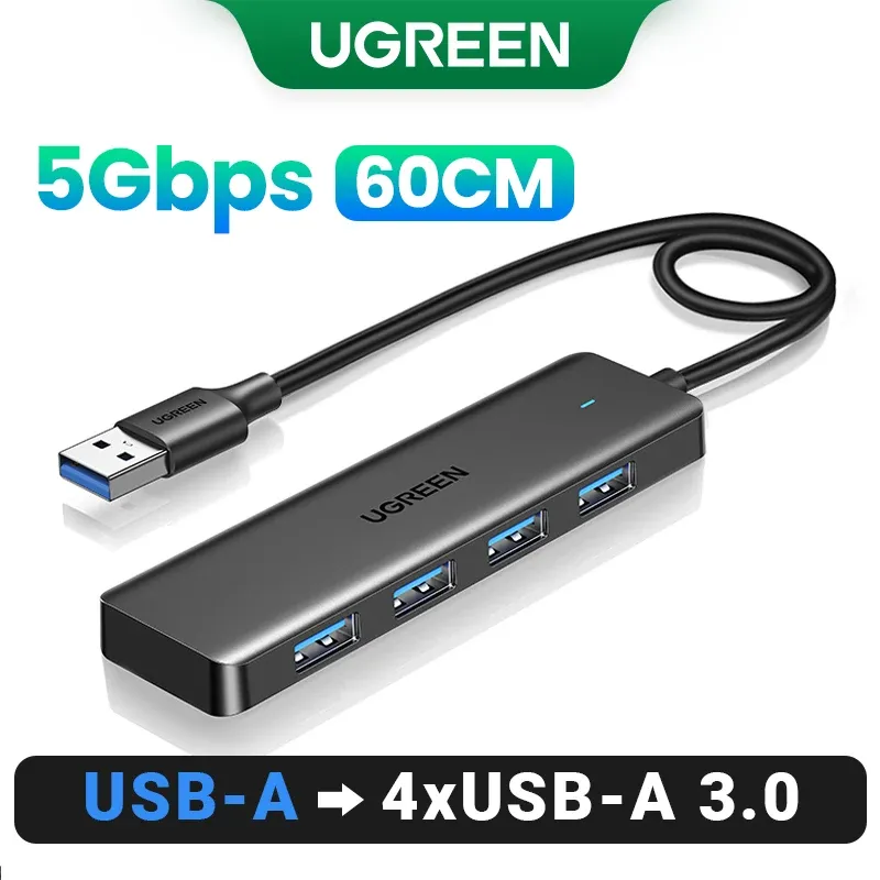 Hub USB 3.0 UGREEN 4 ports USB-A, répartiteur fin, extenseur USB pour souris, clavier, clé USB, disque U, imprimante et ordinateur portable, compatible PS5 et Xbox 7