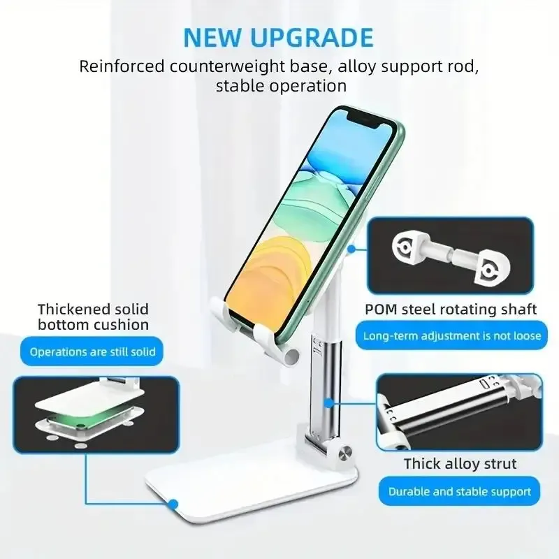 Support de téléphone et tablette de bureau pliable et réglable, compatible iPhone, iPad et Xiaomi 3