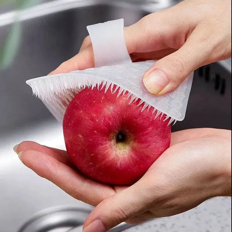 Brosse de nettoyage en silicone pour fruits, légumes et vaisselle, avec embout pour crevasses