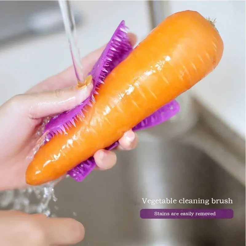 Brosse de nettoyage en silicone pour fruits, légumes et vaisselle, avec embout pour crevasses 4