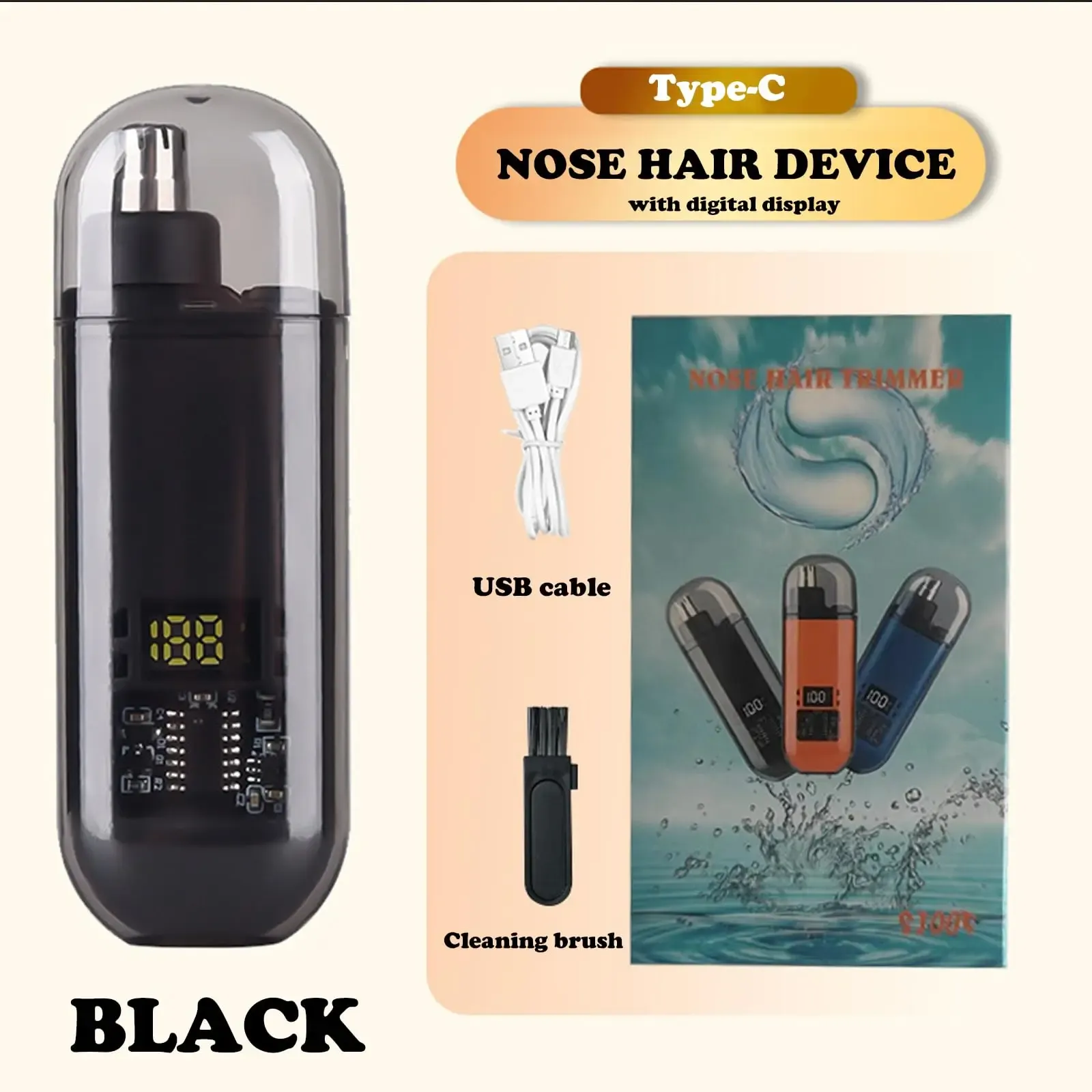 Tondeuse nez et oreilles rechargeable USB pour homme, silencieuse et lavable 4