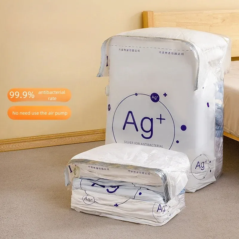 Sac de rangement sous vide antibactérien sans pompe, grand format pour vêtements et couvertures 3