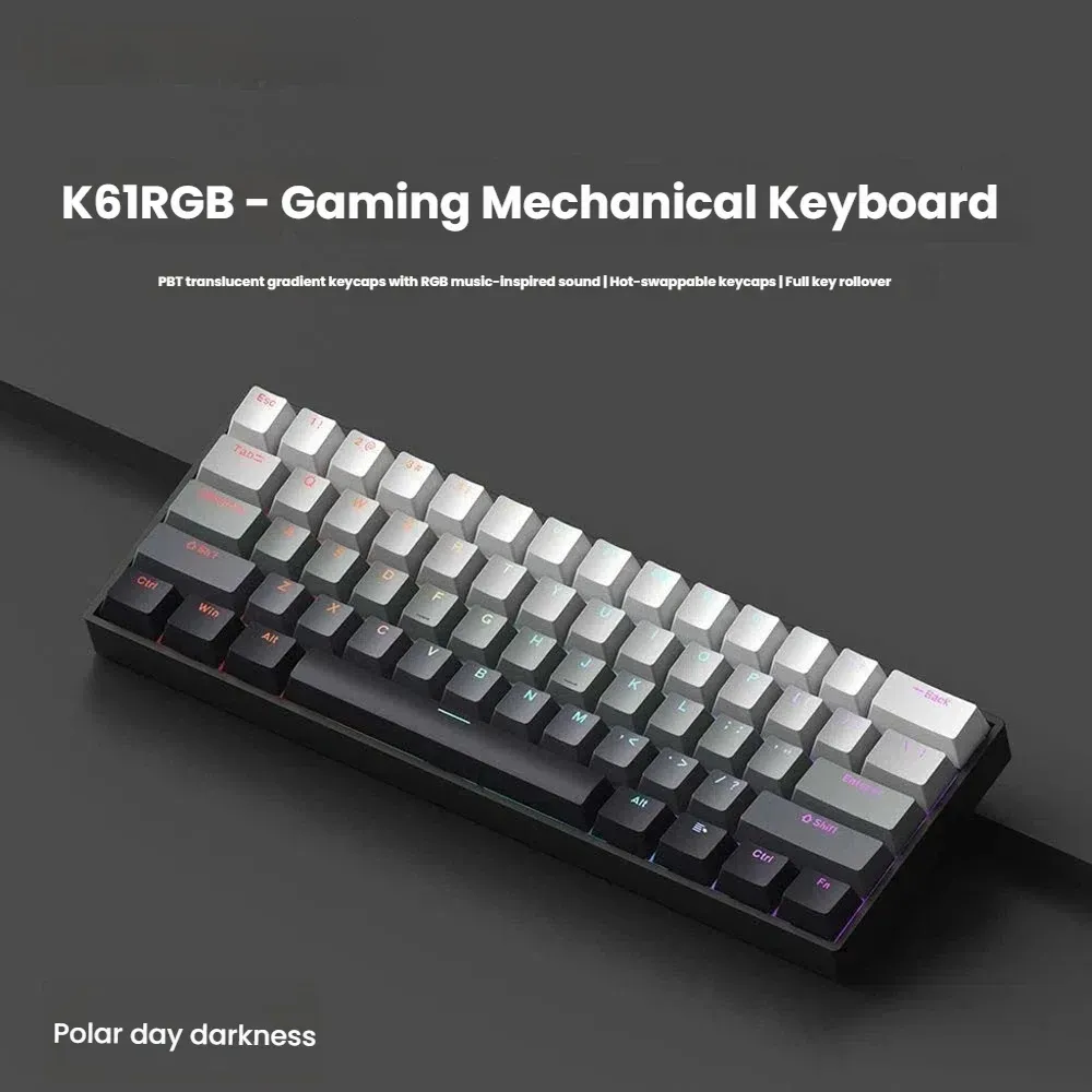 Clavier mécanique filaire USB compact K61, à switches remplaçables à chaud et câble détachable