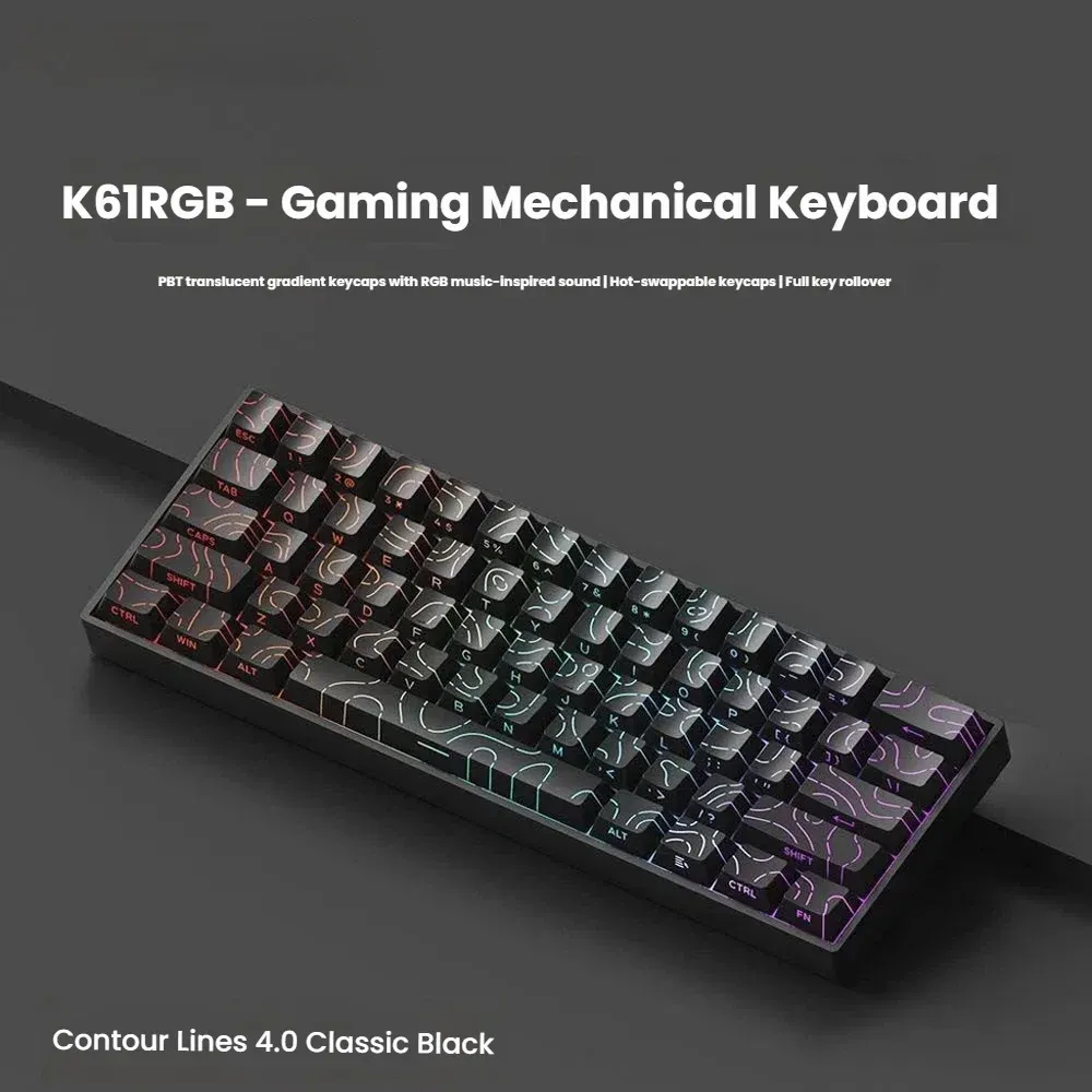 Clavier mécanique filaire USB compact K61, à switches remplaçables à chaud et câble détachable 7
