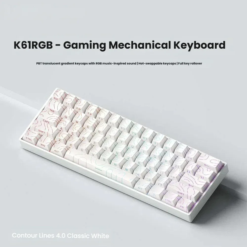 Clavier mécanique filaire USB compact K61, à switches remplaçables à chaud et câble détachable 8