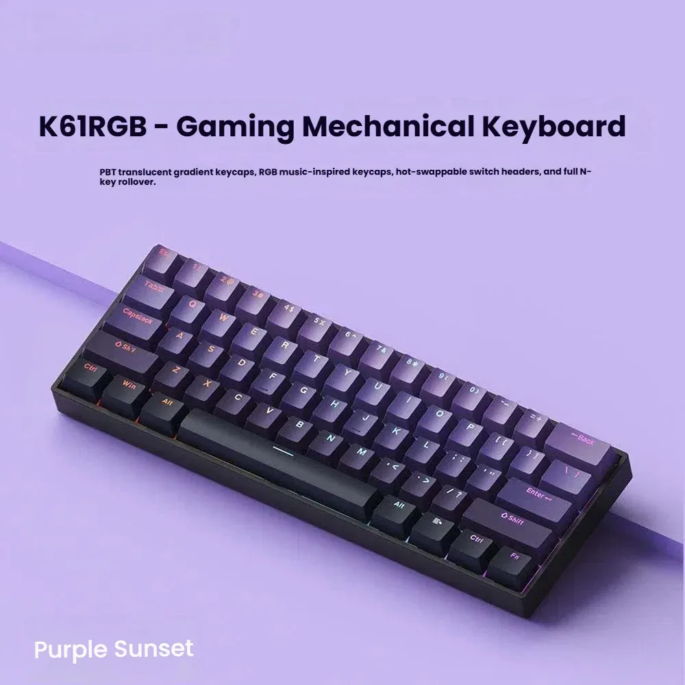 Clavier mécanique filaire USB compact K61, à switches remplaçables à chaud et câble détachable 9