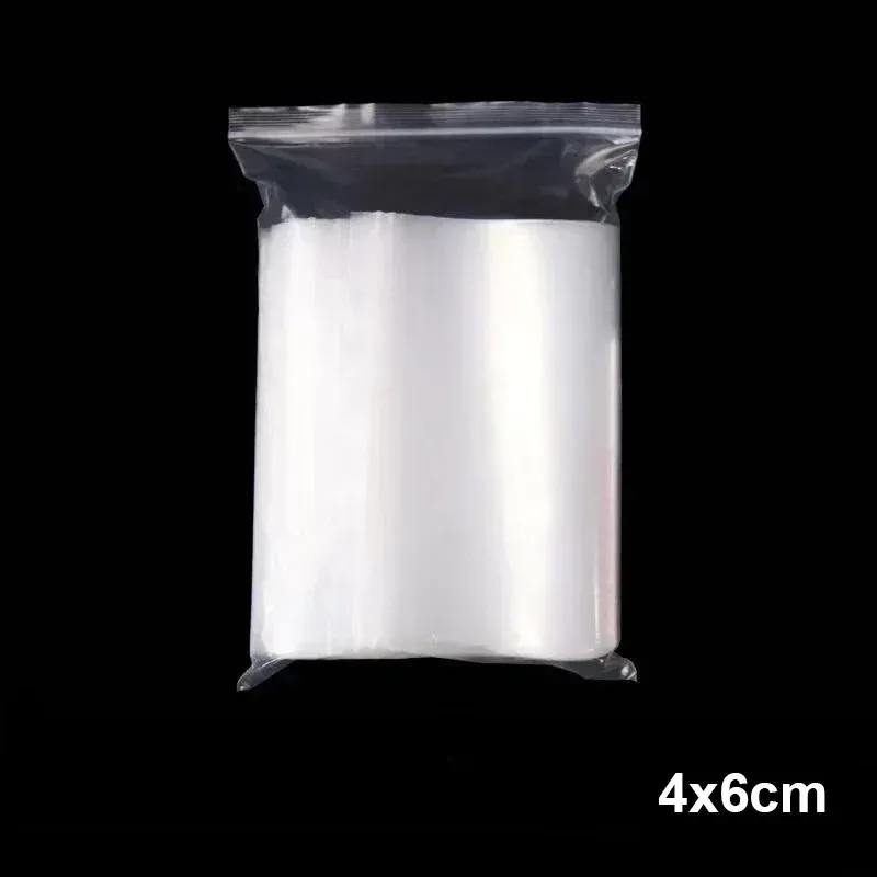 Sacs transparents à fermeture éclair, lot de 100 pièces, en plastique épais, pour rangement de cuisine, aliments et bijoux 11