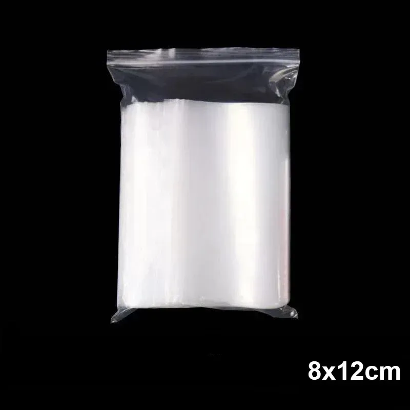 Sacs transparents à fermeture éclair, lot de 100 pièces, en plastique épais, pour rangement de cuisine, aliments et bijoux 10