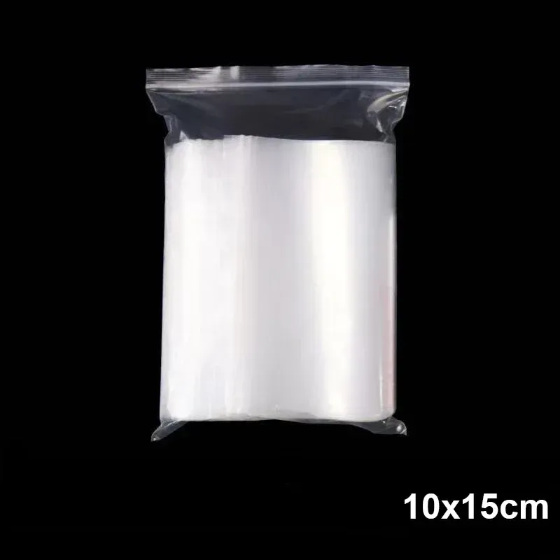 Sacs transparents à fermeture éclair, lot de 100 pièces, en plastique épais, pour rangement de cuisine, aliments et bijoux 7