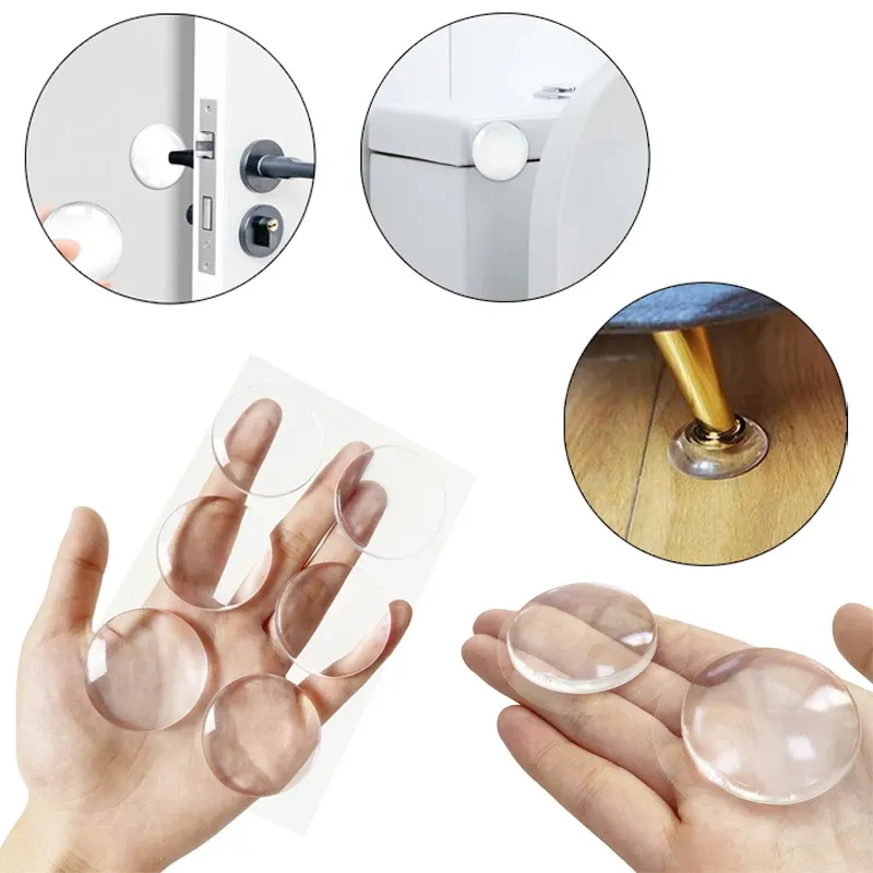 Butoir de porte rond auto-adhésif transparent en caoutchouc - Image 1