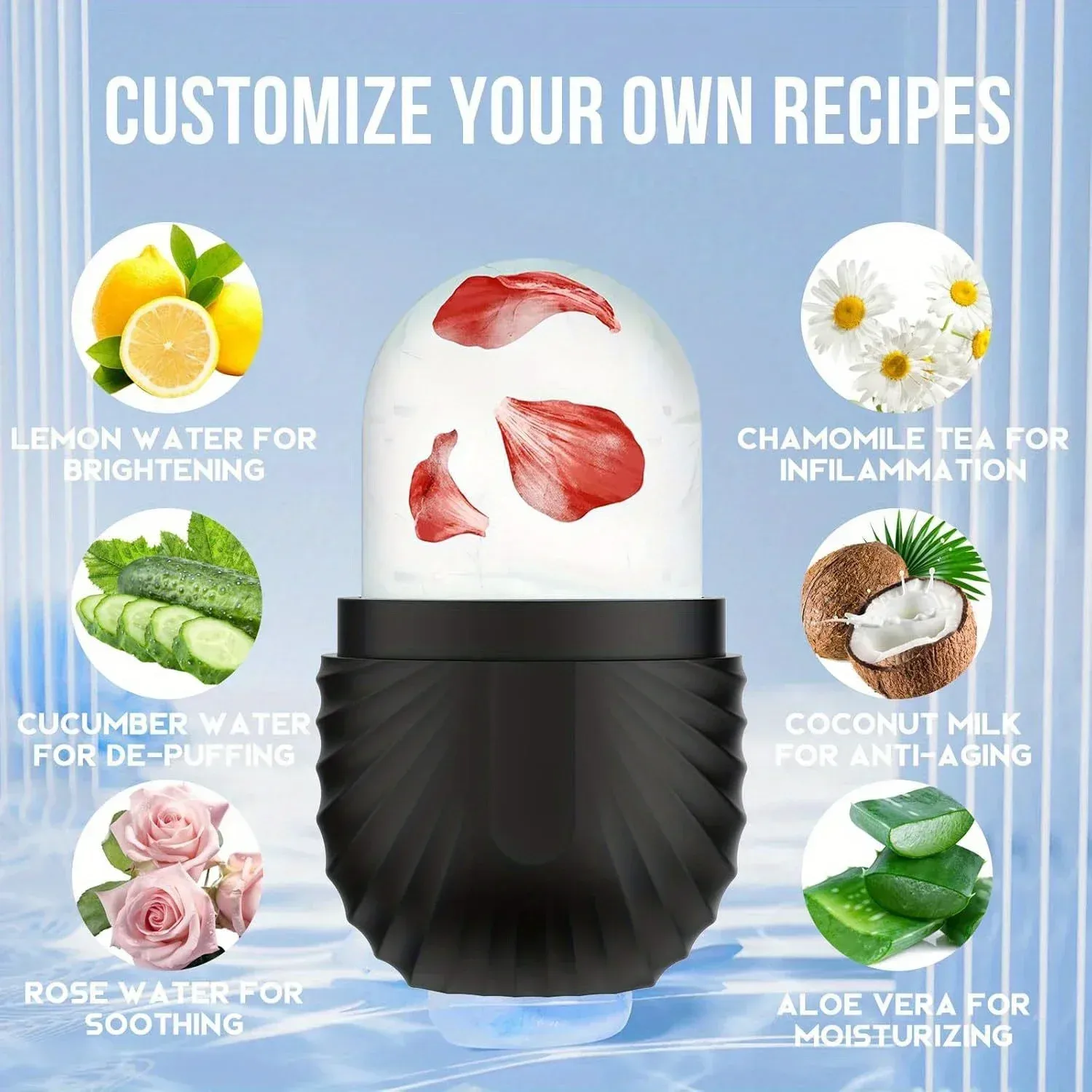 Rouleau de glace pour le visage en silicone réutilisable, outil de massage et de soin de la peau 5
