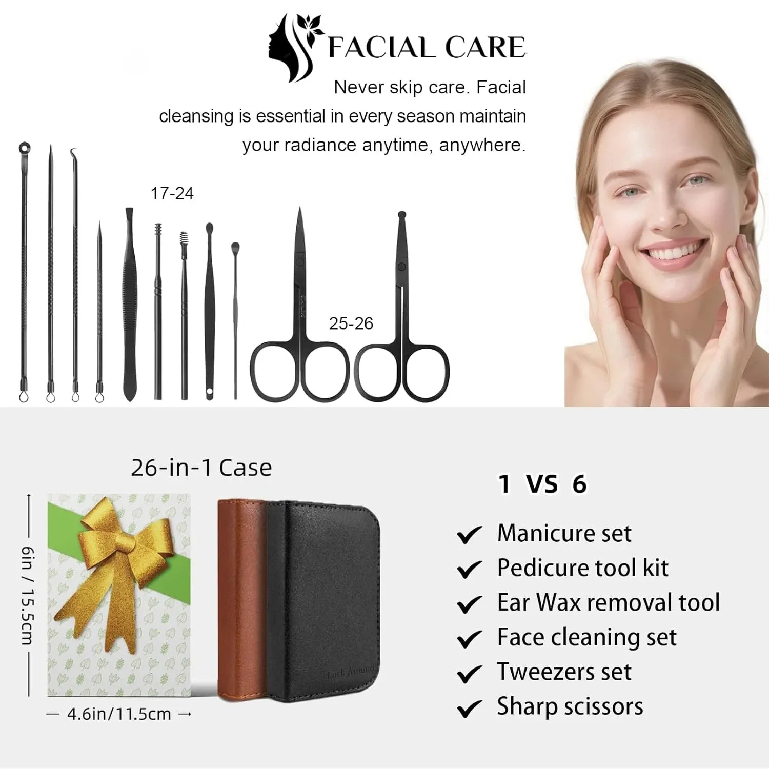 Ensemble de coupe-ongles 26 pièces, kit de manucure et pédicure en acier inoxydable, coupe-ongles pour doigts et orteils, outils de soin des ongles 3