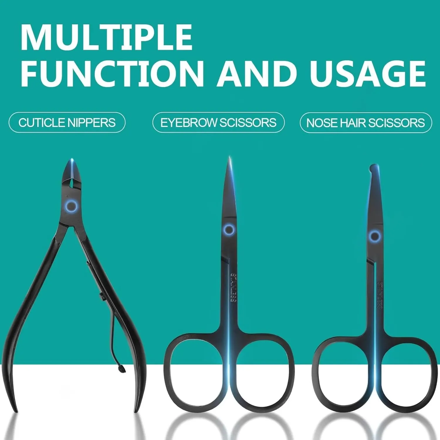 Détail des coupe-ongles du kit de manucure