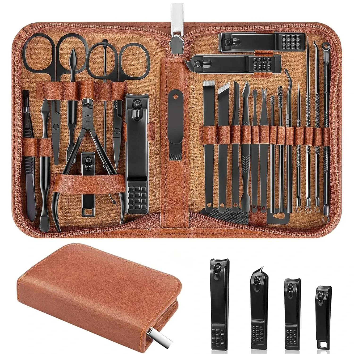 Ensemble de coupe-ongles 26 pièces, kit de manucure et pédicure en acier inoxydable, coupe-ongles pour doigts et orteils, outils de soin des ongles 7