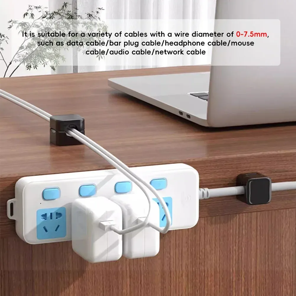 Lot de 6 clips magnétiques réglables pour câbles, organisateur de câbles sous bureau 4
