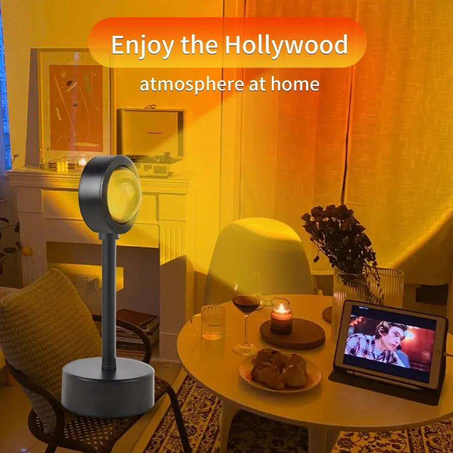 Lampe projecteur coucher de soleil USB, éclairage d'ambiance pour salon et chambre 2