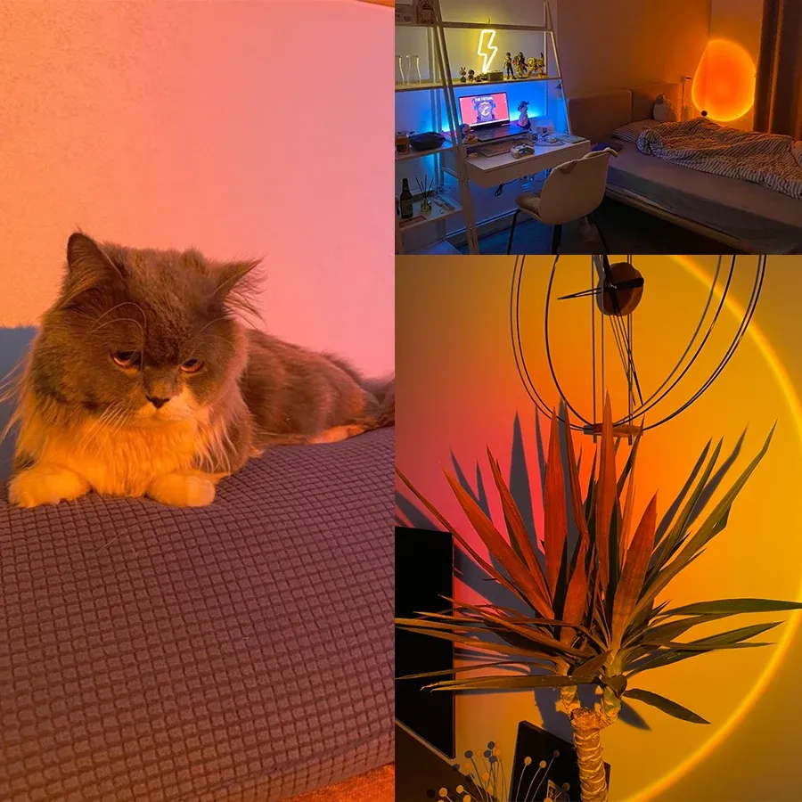 Lampe projecteur coucher de soleil USB, éclairage d'ambiance pour salon et chambre 3