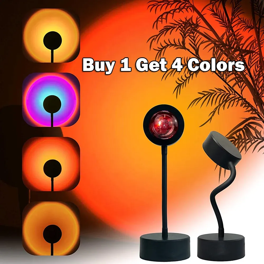 Lampe projecteur coucher de soleil USB, éclairage d'ambiance pour salon et chambre - Image 1