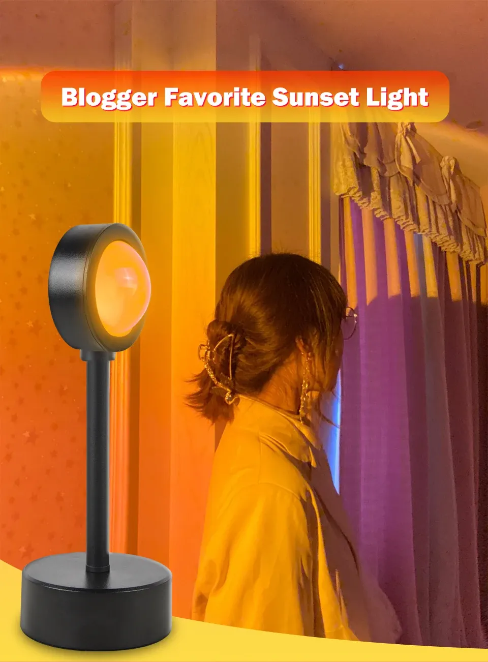 Lampe coucher de soleil arc-en-ciel en ambiance
