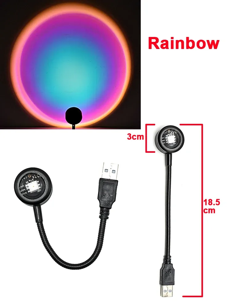 Lampe projecteur coucher de soleil USB, éclairage d'ambiance pour salon et chambre 10