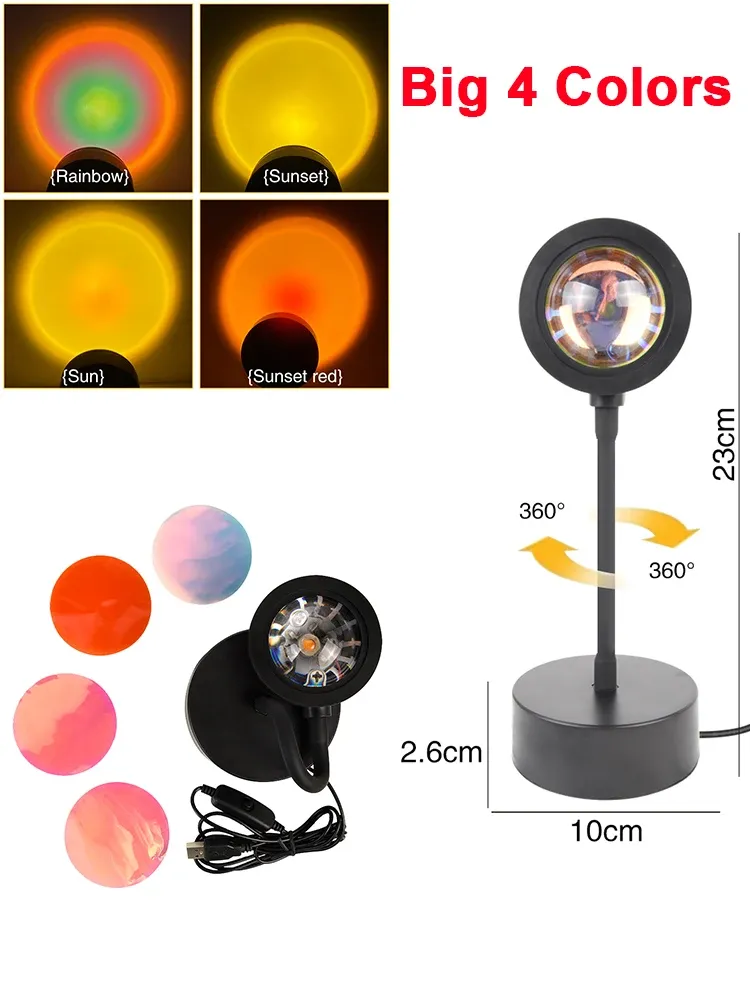 Lampe projecteur coucher de soleil USB, éclairage d'ambiance pour salon et chambre 7