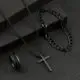 Montre à quartz minimaliste noire pour homme avec collier et bague à maillons, modèle n°2 7