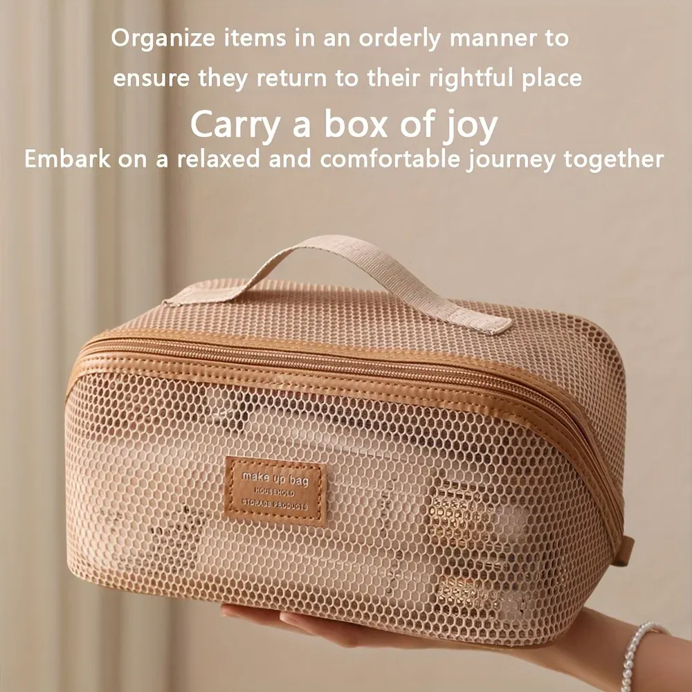 Organisateur de maquillage de luxe pour femme, trousse de toilette et sac à cosmétiques de voyage à fermeture éclair 3