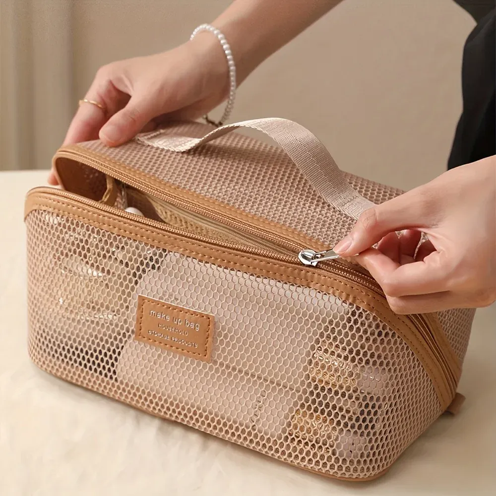 Organisateur de maquillage de luxe pour femme, trousse de toilette et sac à cosmétiques de voyage à fermeture éclair 5