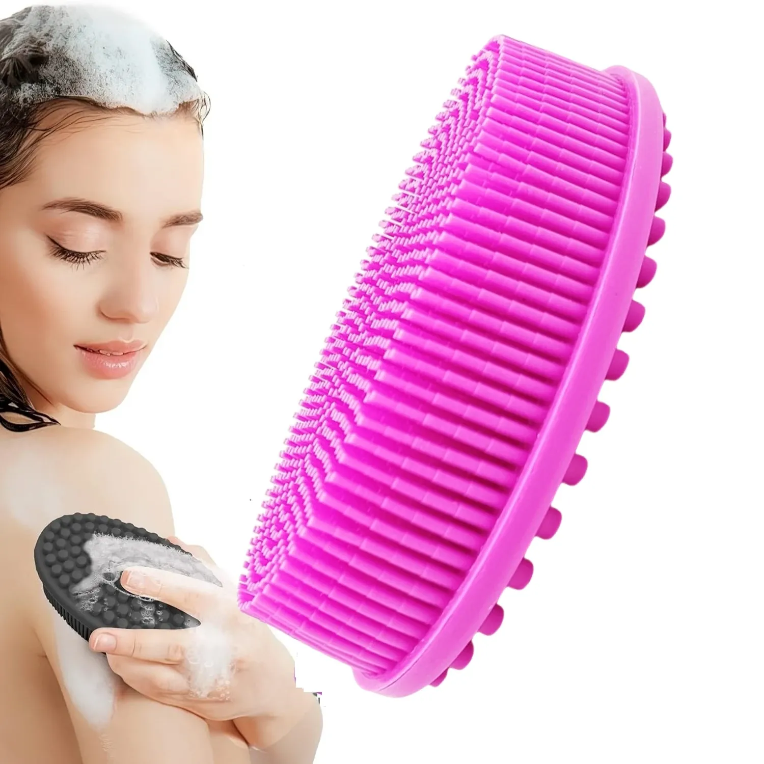 Brosse de bain en silicone double face pour adultes, pour le massage et le nettoyage 7