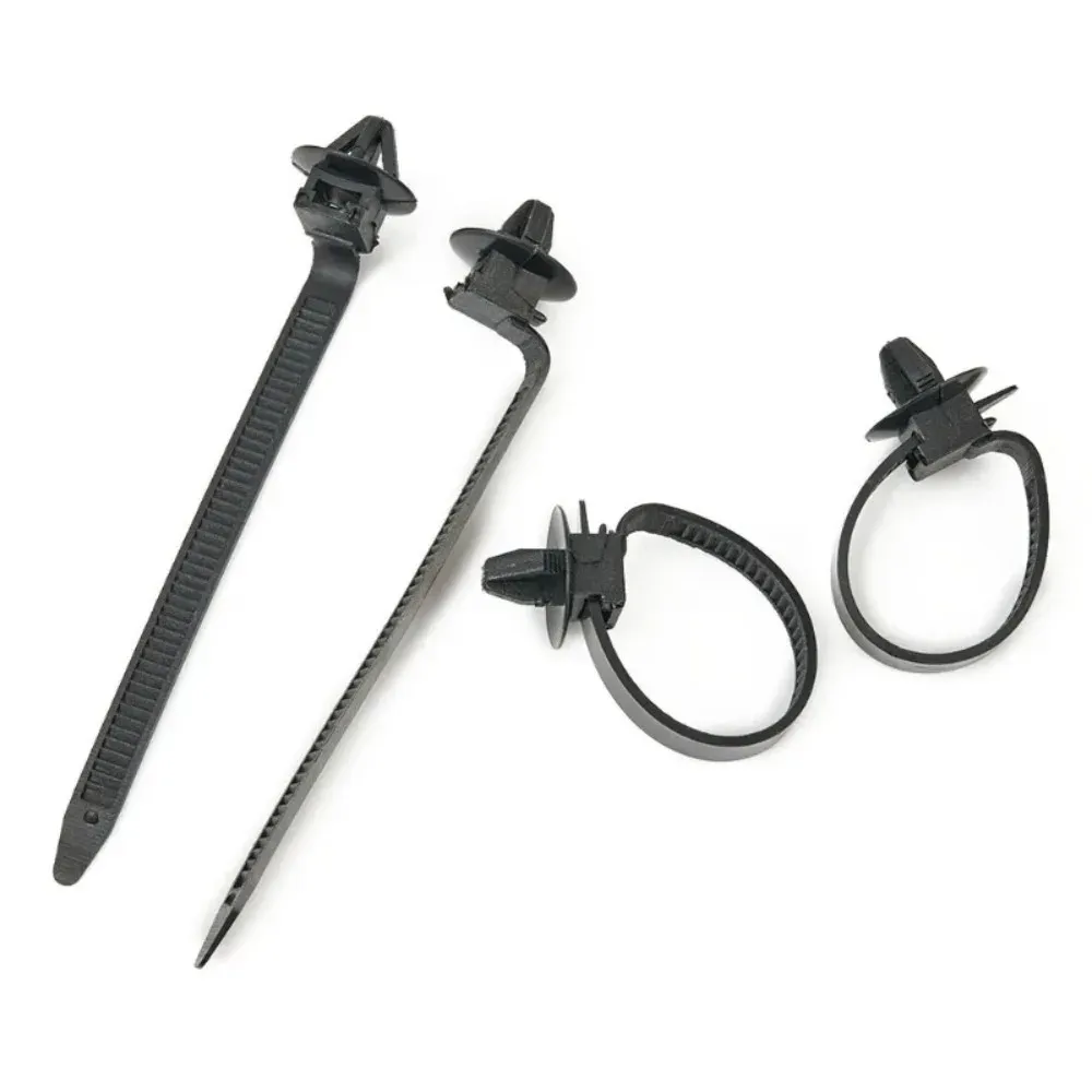 Attaches de câble noires en nylon pour voiture, lot de 10/30/50 pièces, fixation de faisceau à montage poussoir, clips de serrage, organisateurs de fils automobile 3